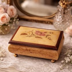✨ESTATE SALE✨ Vintage Italian Burl Wood Inlaid Music Box