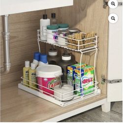 Pull Out 2 Tier Organizer and Storage, bathroom/Under Sink/Kitchen Cabinet new in box (white)