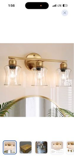 3-Light Gold Vanity Bar Light Fixture