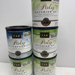 5 Cans Zar Poly Exterior Hp Satin And Matte. $15 Takes All 5. Must Pickup
