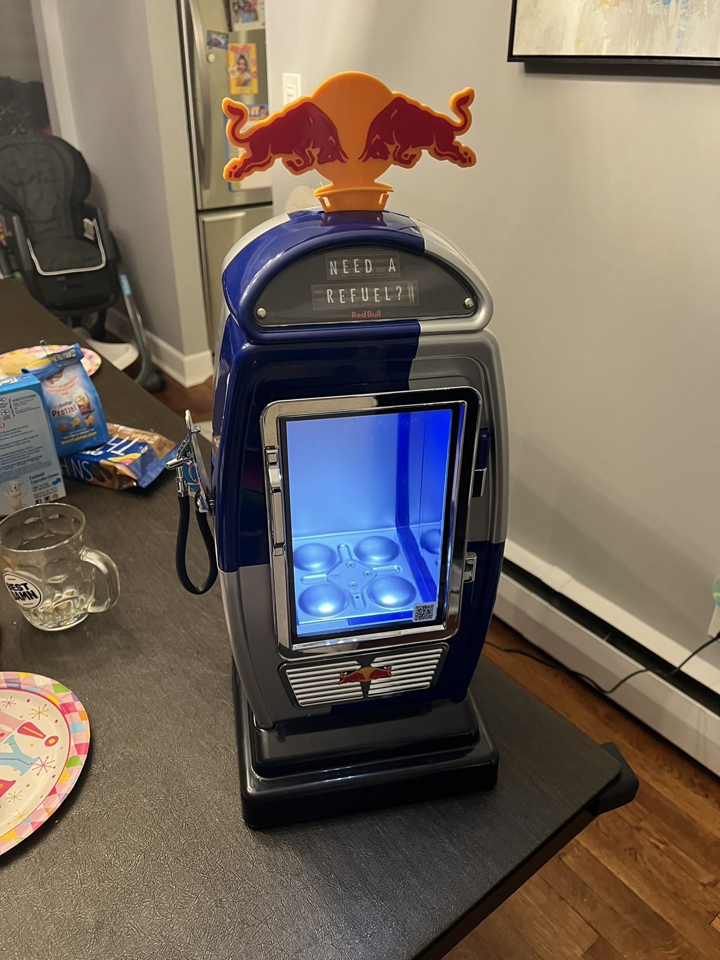Red Bull Cooler Gas Pump Refuel Baby Mini Fridge LED Exclusive Item