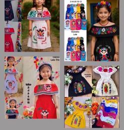 Variety of Mexican Dresses, Girls - Vestidos Méxicanos, Niñas