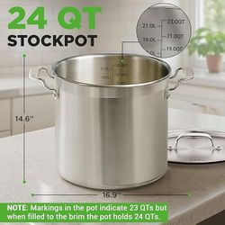 NutriChef 24-quart stainless steel stock pot with lid 