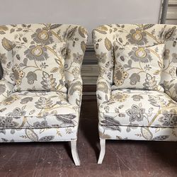 Drexel Heritage Wingback Accent Chairs Pair