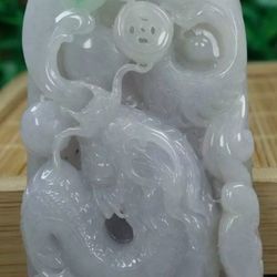 Burmese Jadeite Jade TypeA Pendant Lucky Dragon. 