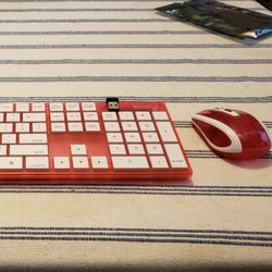 Clear pink iHome keyboard and mouse