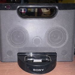 Sony Portable Black Speaker System iPod/ iPhone W Audio Cord, Power Cord, Tested