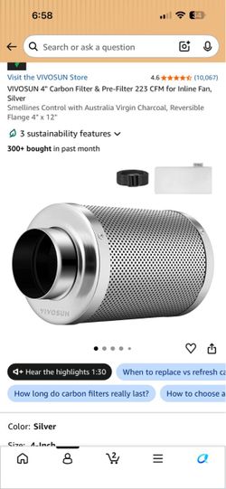 VIVOSUN 4" Carbon Filter for Inline Fan