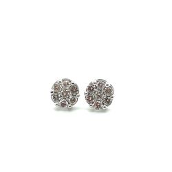 10kt White Gold Diamond Earrings Flower Set Cluster Diamonds 1ctw 1.80grams 152254 1