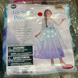Princess Ice Snow Girls Costume Size Small Has Lights