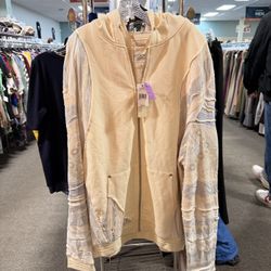 Coogi Ivory Mist Sweater Pieced Fleece Zip Hoody Mens 5XL(fits Like 2XL)