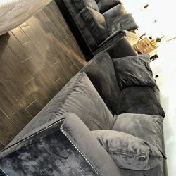Suede Gray Living room Couch Set 
