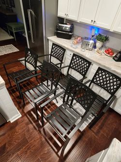 Set of 6 Black Metal Patio Chairs