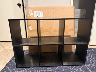 Brown Black 6-Cube Storage Organizer Shelf