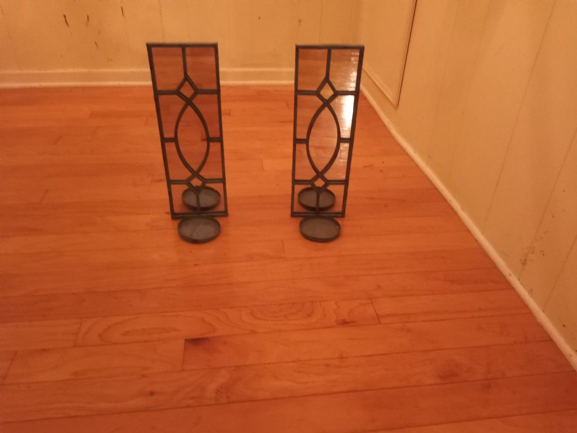 Antique candle holders with mirrors 