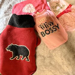Small Dog Clothing Bundle – Fleece Jacket & 3 Cute Shirts