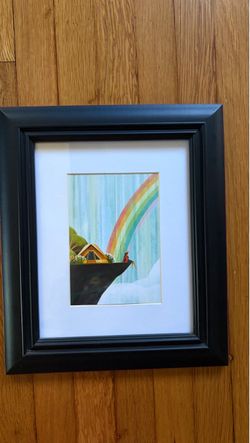 Framed 11x13 Whimsical Camping & Rainbow Art Print by Laura C Moyer