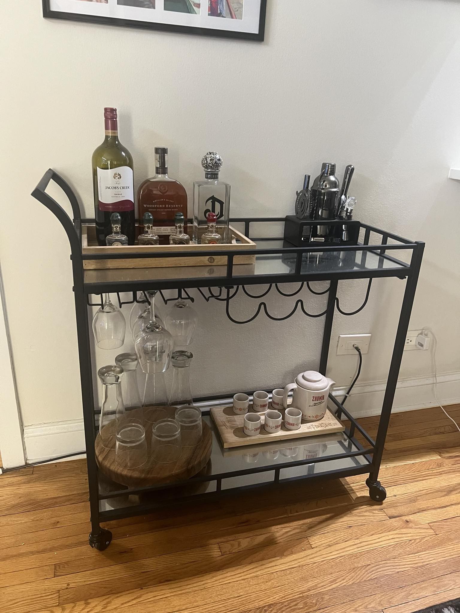 Bar Cart (Metal and Glass)