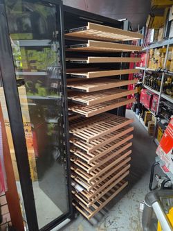 Wine Cooler Cabinet with Wood Shelving