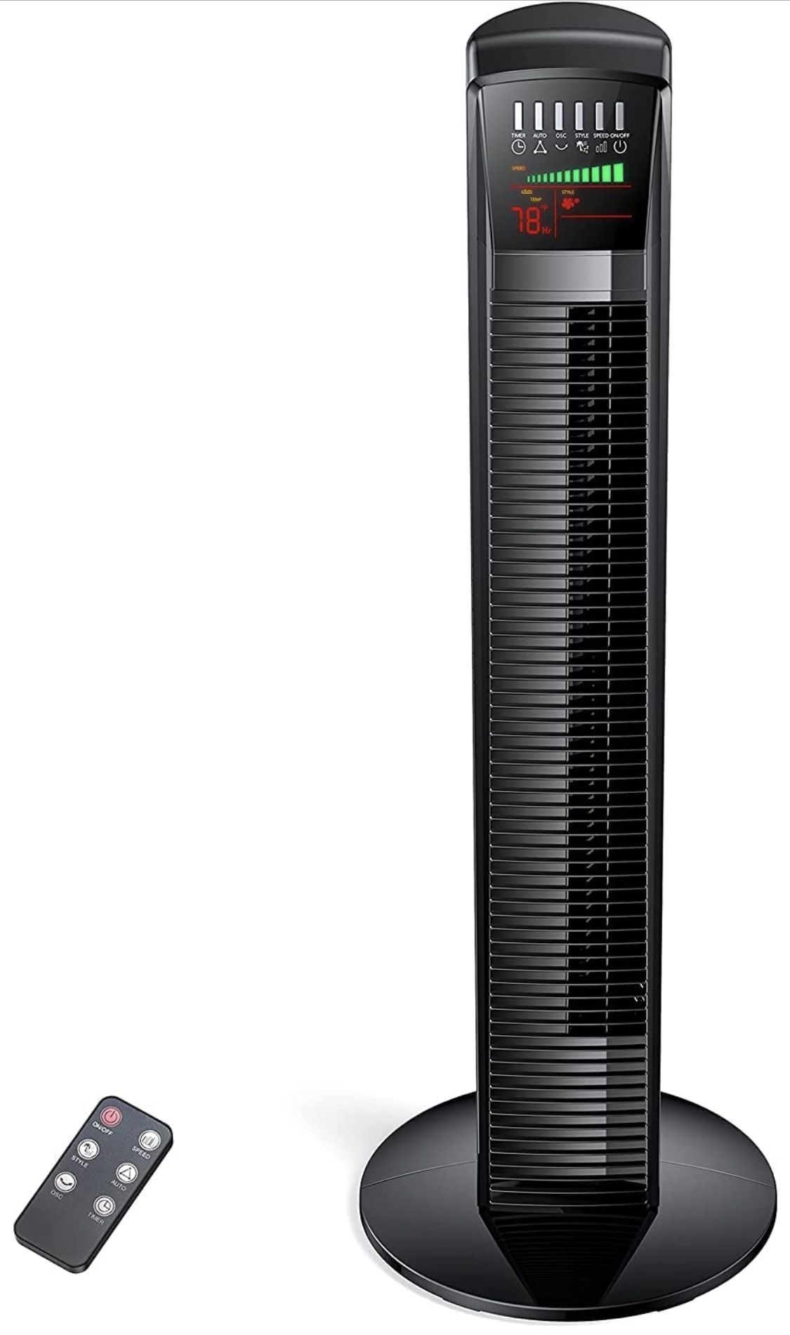 Tower Fan, Oscillating Quiet Cooling Fan with Remote, Digital Thermostat,12H Timer, 3 Speeds & 4 Modes, Portable Stand Up Floor Bladeless