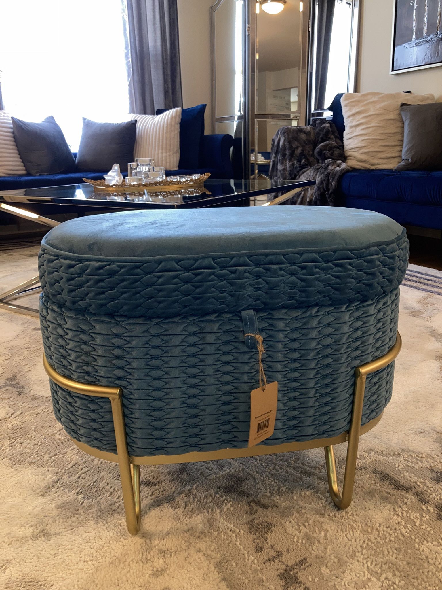 Brand New Velvet Storage Ottoman