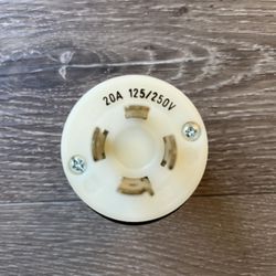 Marinco 2014P 20A 125/250V NEMA Locking Plug, White Body, Black Housing,new,open box,never used 