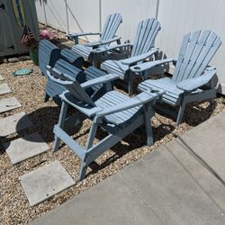 Large Wood Adirondack Chairs + Ottomans 