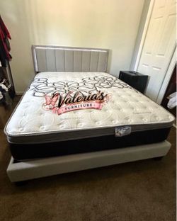 New queen bed frame with mattress