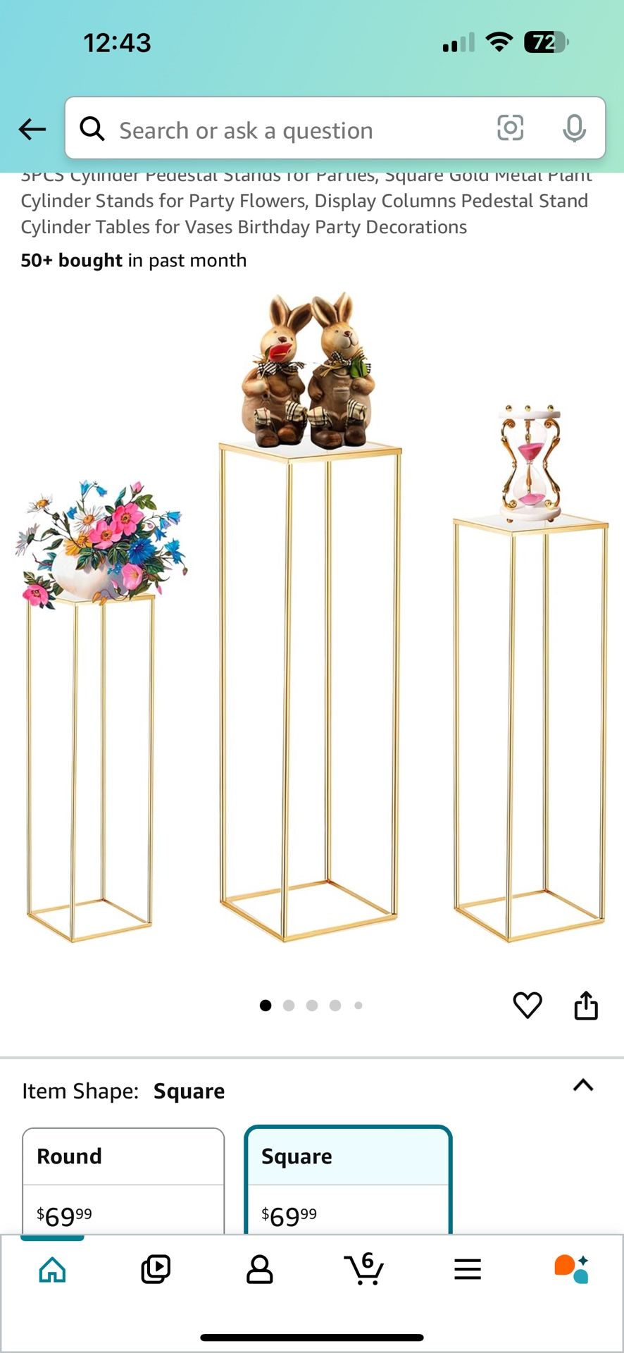 3PCS Cylinder Pedestal Stands for Parties, Square Gold Metal Plant Cylinder Stands for Party Flowers, Display Columns Pedestal Stand Cylinder Tables f