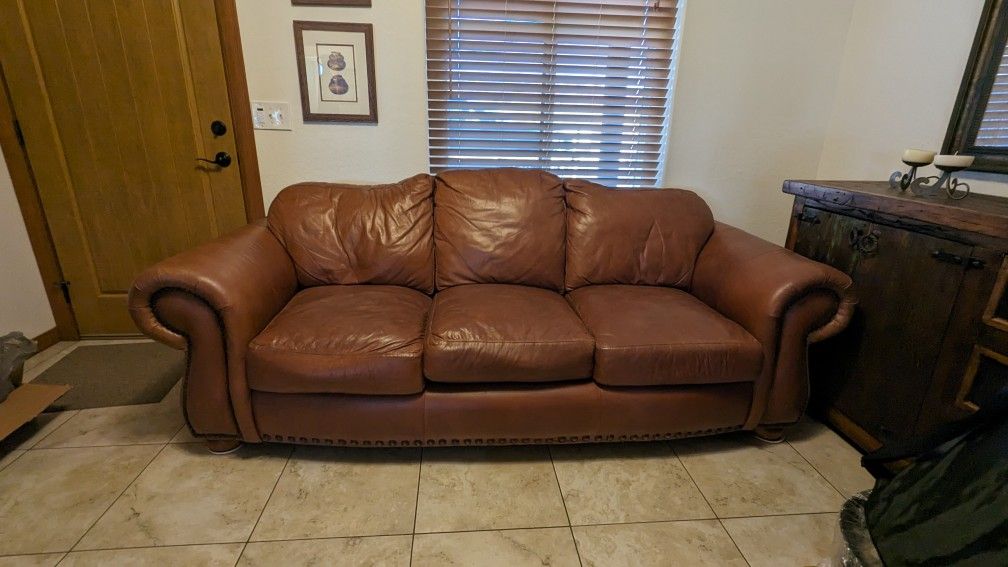 Authentic Cow Hide Leather Couch 