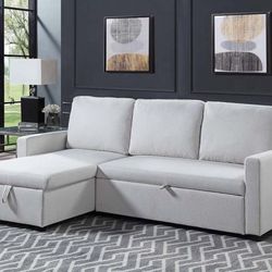 Brand New White Fabric Sectional Sofa