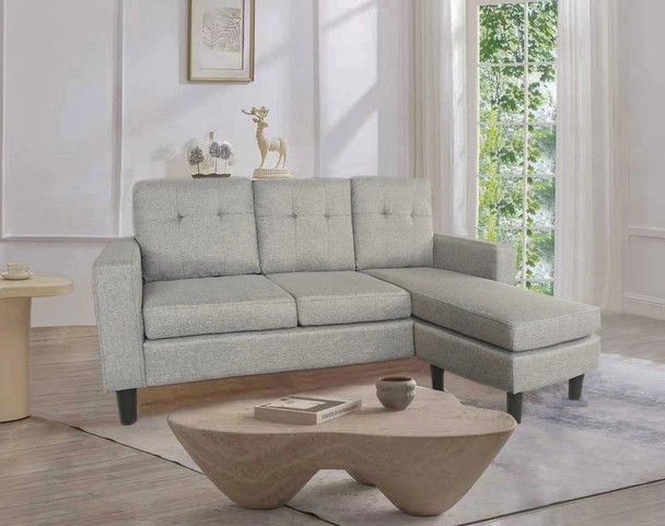 Mellone Light Grey Reversible Chaise Couch Sofa Sectional