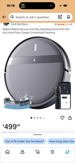 Kilgone Robot Vacuum and Mop Combo, 2600mAh Long Battery Life,Auto Recharge,2300Pa Strong Suction, Anti-Tangle, Low Noise Operation, Ideal for Pet Hai