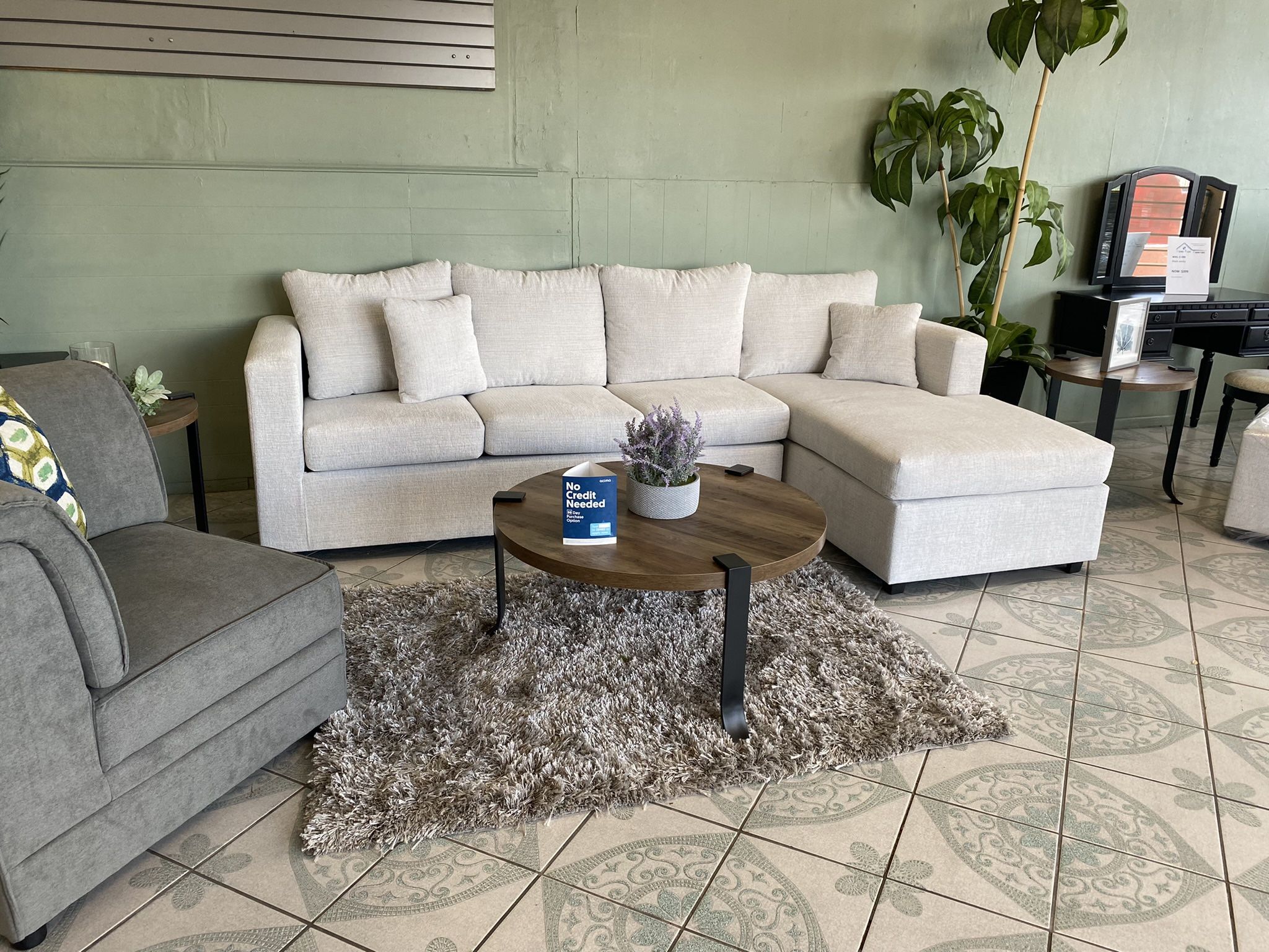 White Grey Sectional With Ottoman ‼️take It Home With $39 Easy Approval ‼️