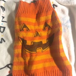 Dog Pumpkin Halloween Orange Sweater Size Small/Medium Pick Up Only 