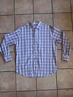 Men's Peter Millar blue, pink, and white plaid checkered button-up shirt size XL #preppy #plaid (never been worn)