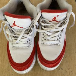 Not Free! No Box! Air Jordan 3 Retro Thinker White University Red