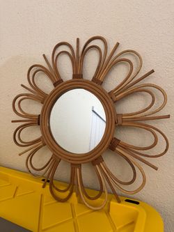 Rattan Flower Wall Mirror