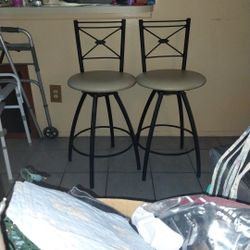 Pair Swivel Bar Stools 