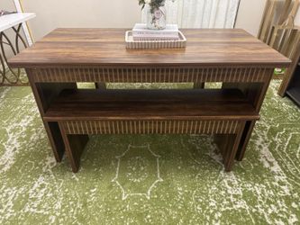 Wood Top Dinning Room Table With Benches