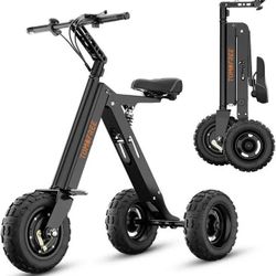 3 Wheel Electric Scooter for Adults with Seat, Powered Mobility Scooter for Seniors, 15 Mph & 18 Miles Long Range, Foldable Mini Trick Tricycle with L