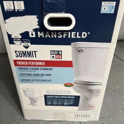 Mansfield Summit White Elongated Chair Height 2-piece WaterSense Soft Close Toilet