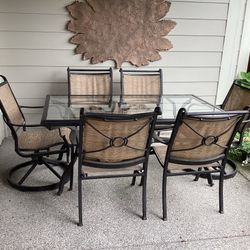 Outdoor Patio Dining Set with Glass Table