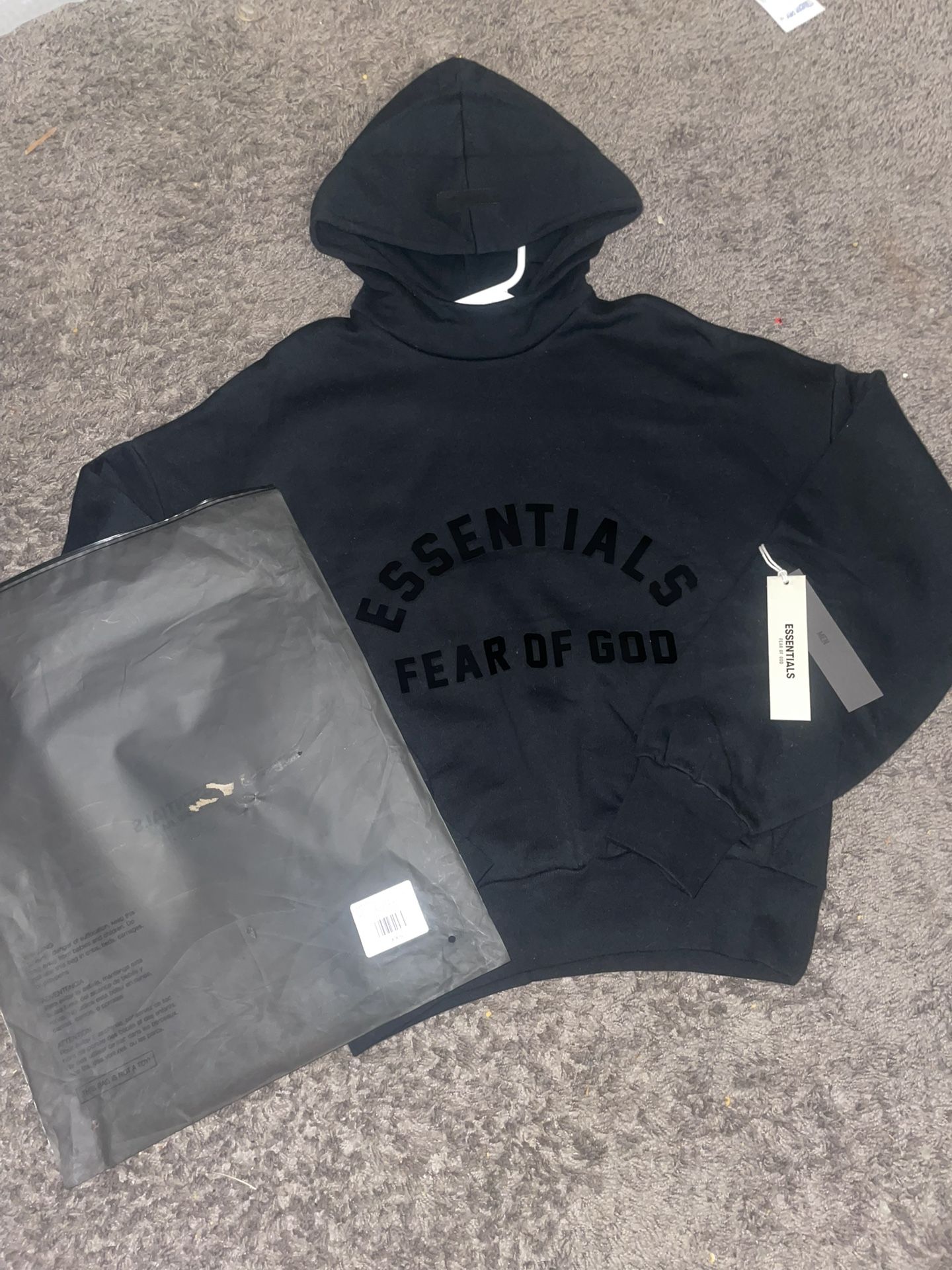 Size Xxs Jet Black Essentials Hoodie