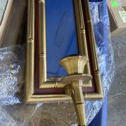 $40-2- Very Nice Mid-Century Smokey Glass Candle Wall Decor 