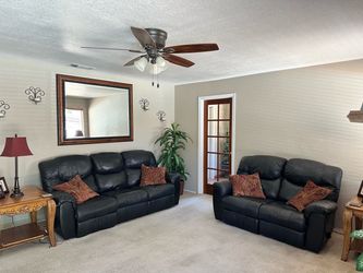 Black reclining sofa couch and loveseat set