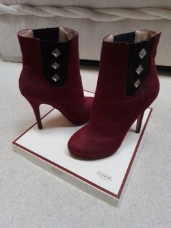 Michael Antonio Burgundy Suede Ankle Boots 