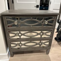 Grey 3 Drawer Mirrored Chest 