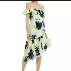 Intermix multicoloured midi dress with ruffle details and tie straps. Size: 2 