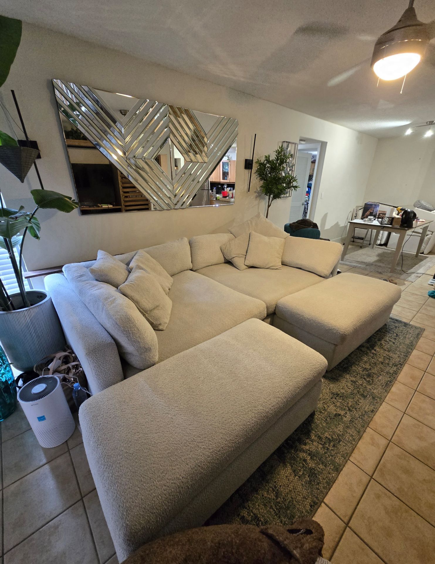 Super comfy couch & ottomans